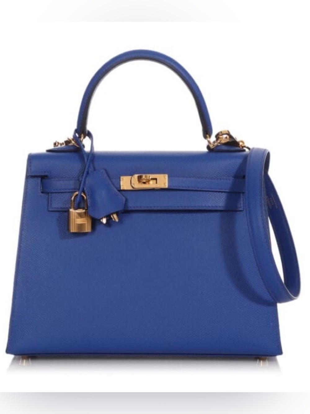 Brand new, rare color,Bleu Royale Epsom Kelly Sellier 25 style Gold Hardware.